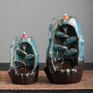 Backflow Incense Burner Left and Right Fengyuan Kiln-Style Imitation Sandalwood Incense Burner Large Household Creative Interior Ornament