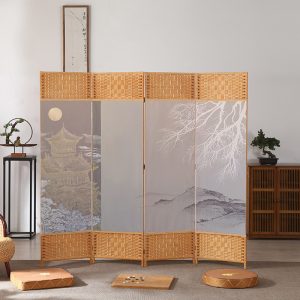Chinese-style simple screen partition wall folding screen, living room and bedroom covering, simple modern foldable mobile cloth barrier for home use