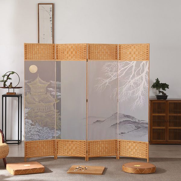 Chinese-style simple screen partition wall folding screen, living room and bedroom covering, simple modern foldable mobile cloth barrier for home use