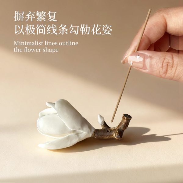 Jingdezhen handmade carnation ceramic flower magnolia flower scent insert with tray, pure handmade gift holiday gift box