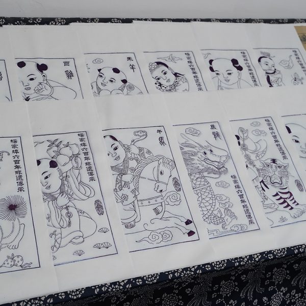 Hand-drawn New Year painting drafts for the twelve zodiac animals, premium Weifang Xuan paper crafts, traditional handicrafts, paper-cutting