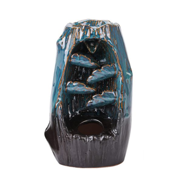 Backflow Incense Burner Left and Right Fengyuan Kiln-Style Imitation Sandalwood Incense Burner Large Household Creative Interior Ornament