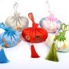 Chinese palace floral satin drawstring gift bag