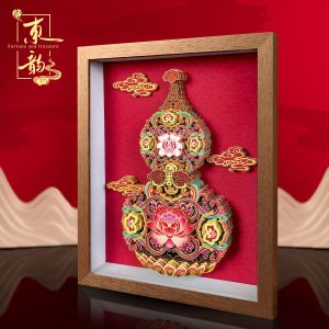 Fortune gourd, intangible heritage paper-cutting cultural and creative handicrafts, gifts for elders, living room decorations, wealth-attracting gifts, new Chinese style